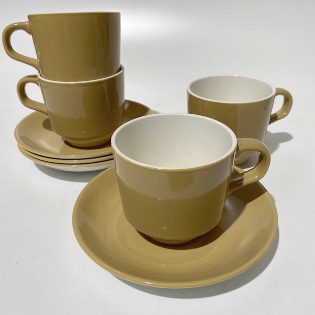 DINNERWARE, 1970s Cup and Saucer Set - Mustard